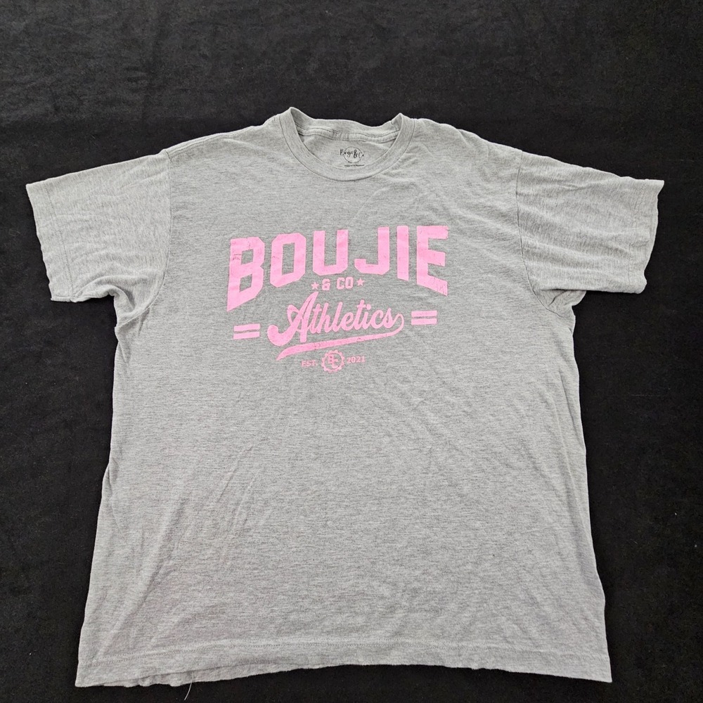 Boujie & Co Athletics Gray Short Sleeve Cotton Blend‎ T-Shirt Women's XL